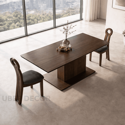 Drevano Wooden Dining Table Scandinavian Japandi Minimalist Pedestal Base Dining Table for Dining Room