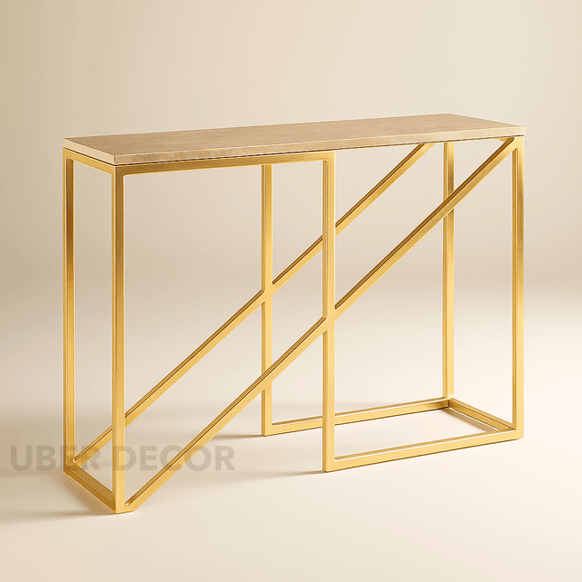 Golden Prism Console Table – Sculptural Mid-Century Modern Hallway Display Console