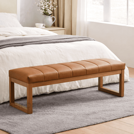 Artisan Weave Upholstered Bench Scandinavian Modern Living Dining Entryway Furniture