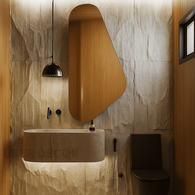 ClaraForm Asymmetrical Frameless Bathroom Mirror | Unique Irregular Design for Aesthetic Home Decor
