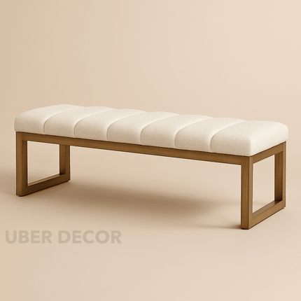 Artisan Weave Upholstered Bench Scandinavian Modern Living Dining Entryway Furniture