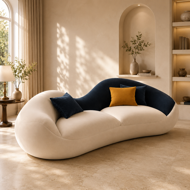 Belgrade Luxury Modern Wave Sofa with Sculptural Dual Tone Design Customisable Designer Couch for Living Room