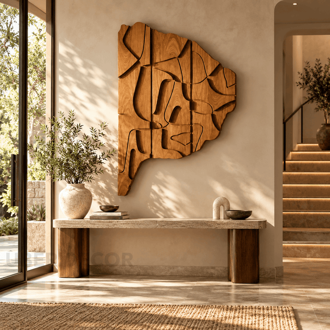 Carved Terrain Rhythm Japandi Wooden Wall Art - product image 2