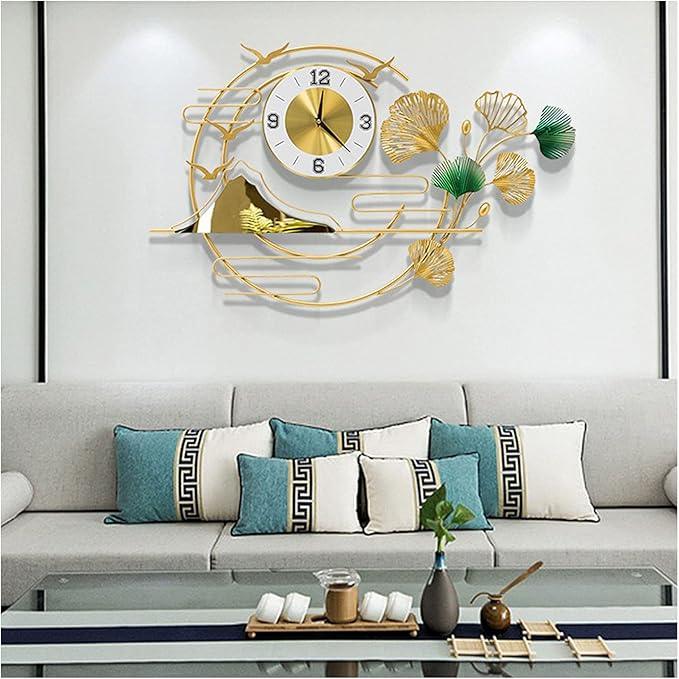 Chronos Elegant White and Gold Metal Wall Art Clock with Floral Design