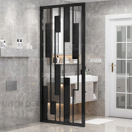 OBLIX Stainless Steel Graphic Room Divider With Sculptural Panel Design For Living Room Bedroom And Transitional Interior Spaces