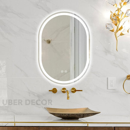 Nebula Capsule Shaped  Mirror with LED Lights- Touch Sensor Mirror for Bathroom and Bedroom