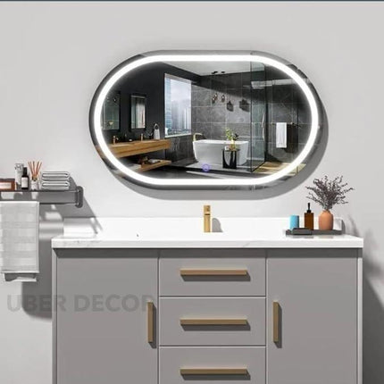 Nebula Capsule Shaped  Mirror with LED Lights- Touch Sensor Mirror for Bathroom and Bedroom