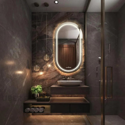 Nebula Capsule Shaped  Mirror with LED Lights- Touch Sensor Mirror for Bathroom and Bedroom