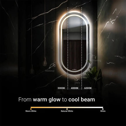 Nebula Capsule Shaped  Mirror with LED Lights- Touch Sensor Mirror for Bathroom and Bedroom