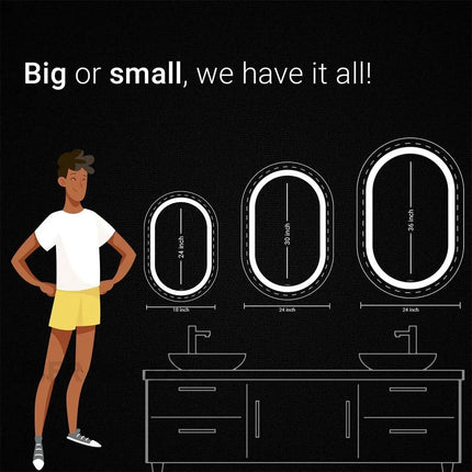 Nebula Capsule Shaped  Mirror with LED Lights- Touch Sensor Mirror for Bathroom and Bedroom