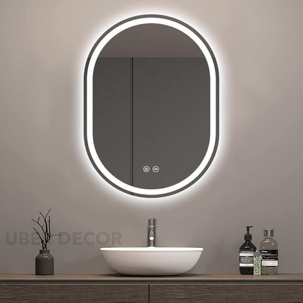 Nebula Capsule Shaped  Mirror with LED Lights- Touch Sensor Mirror for Bathroom and Bedroom