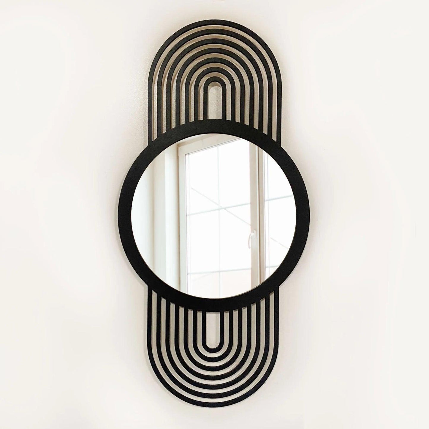 Radiant Arc Wooden Wall Mirror