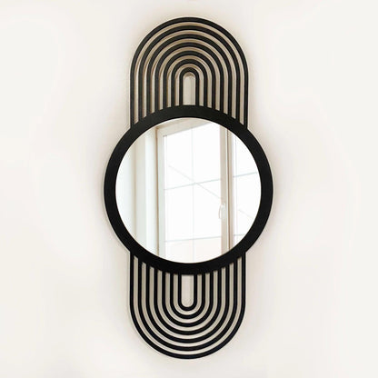 Radiant Arc Wooden Wall Mirror