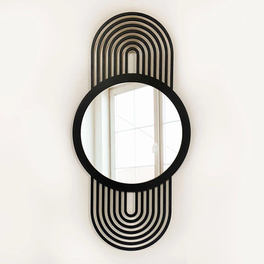 Radiant Arc Wooden Wall Mirror