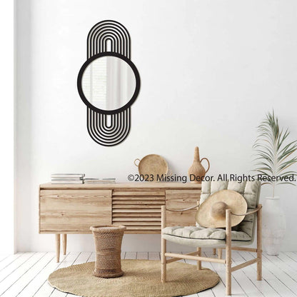 Radiant Arc Wooden Wall Mirror