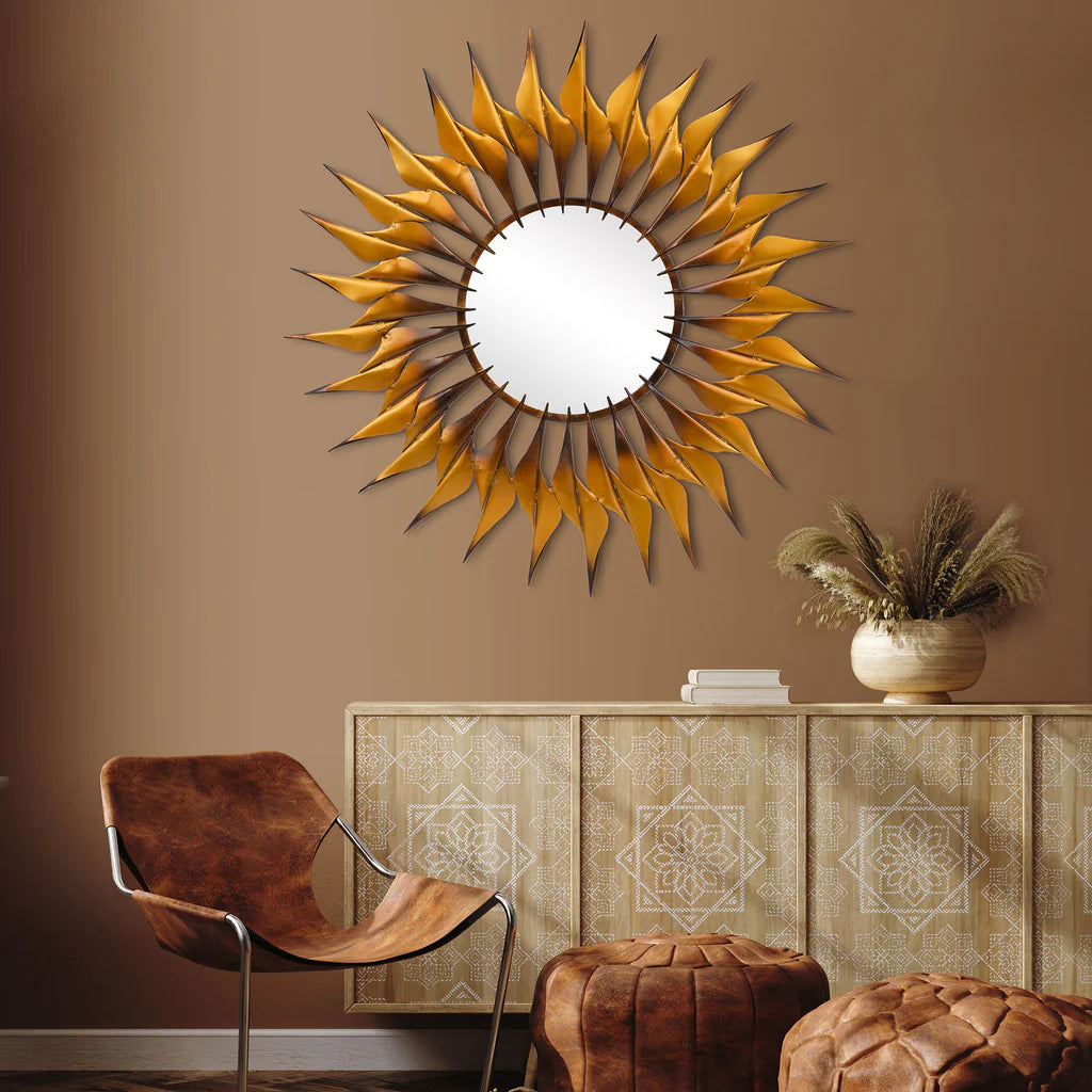 Golden Sun Metallic Mirror Wall Decor Metal Wall Art