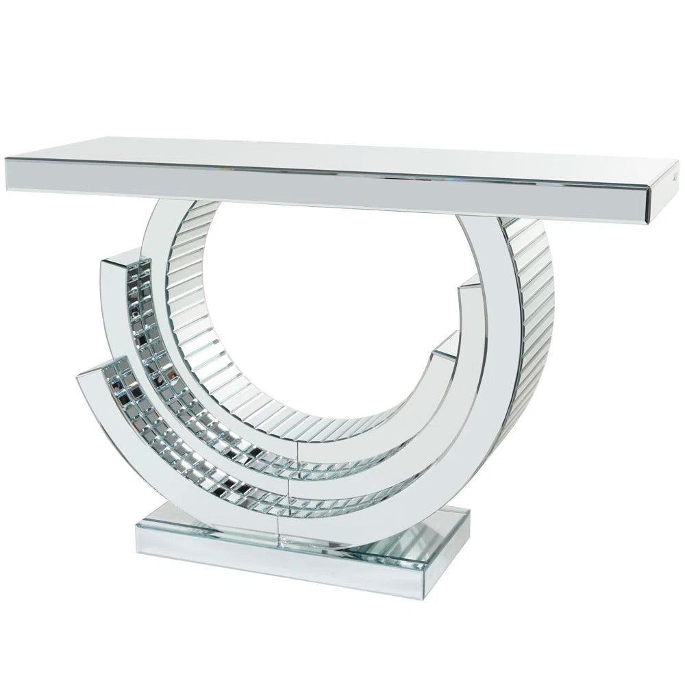 Celestial Mirage- Modern Luxury Crushed Glass Crystal Mirrored Console Table For Living Room