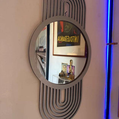 Radiant Arc Wooden Wall Mirror