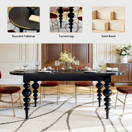 Ebon Nest Oval Dining Table Classic Contemporary Design with Turned Wooden Legs for Dining Room