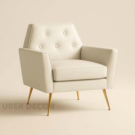 Leina- Hexagonal Shaped Tufted Back Comfortable Upholstered Accent Chair with Metal Legs