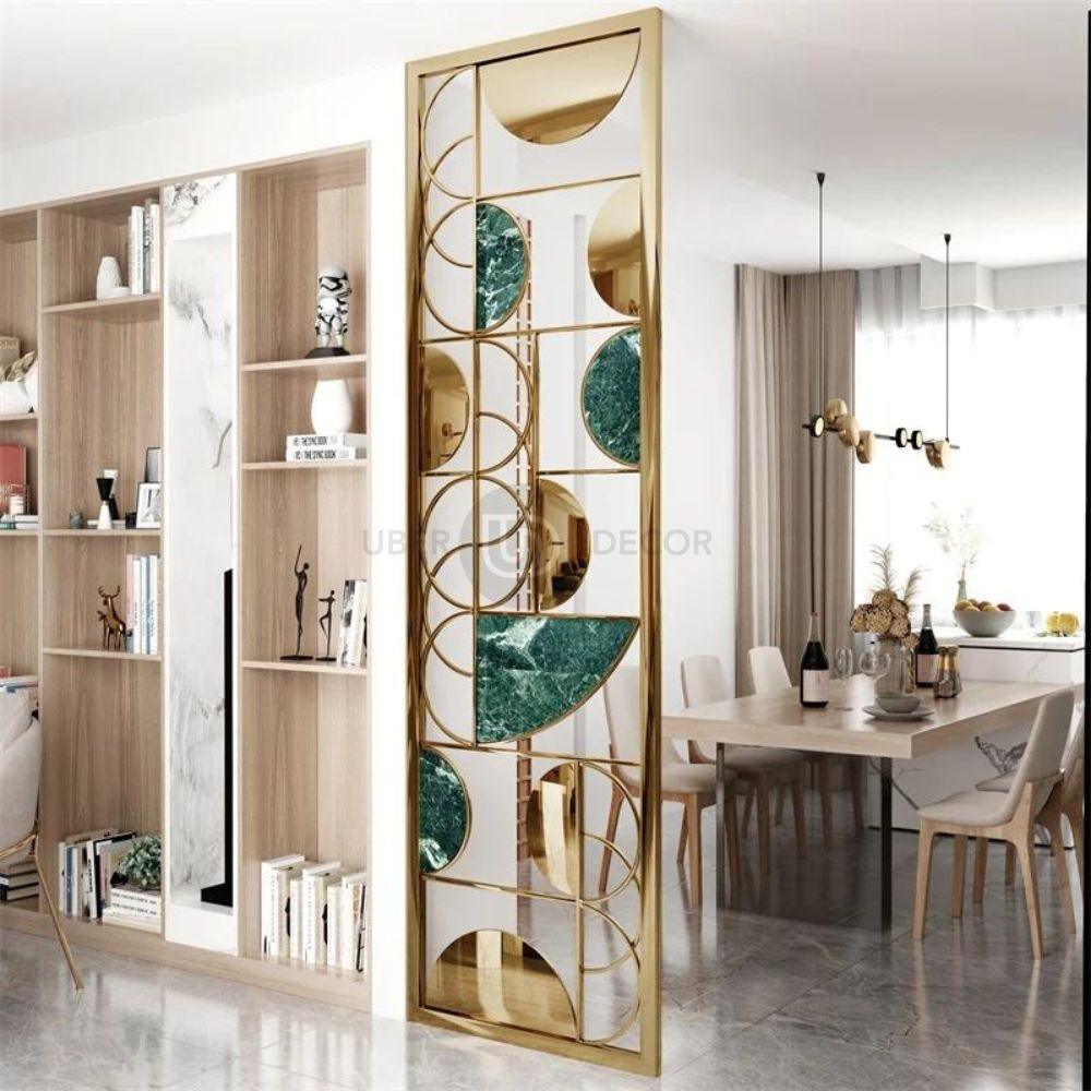 Gold Accent Metal Room Divider Screen Room Partition - Custom Metal Partitions in Stainless Steel