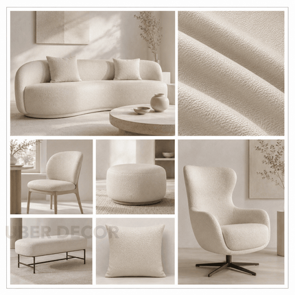 KLASSY- Leatherette Faux Leather Upholstery Fabric- Ivory Sand