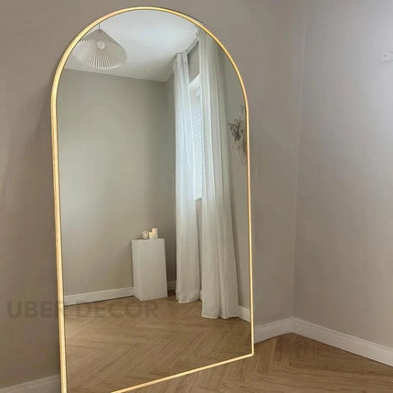 Grand Archway Wide Metal Frame Full Length Bedroom Mirror- Extra Large Arched Mirror