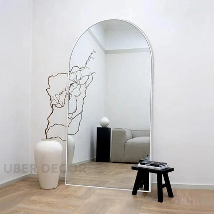 Grand Archway Wide Metal Frame Full Length Bedroom Mirror- Extra Large Arched Mirror