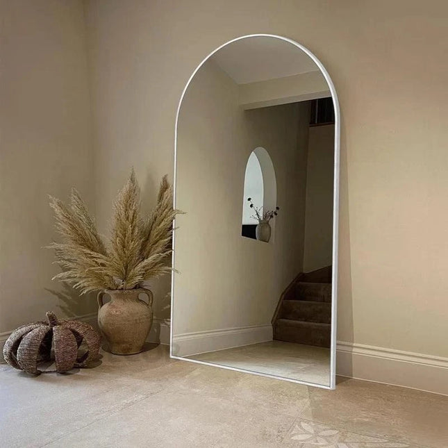 Grand Archway Wide Metal Frame Full Length Bedroom Mirror- Extra Large Arched Mirror