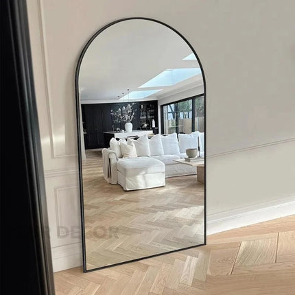 Grand Archway Wide Metal Frame Full Length Bedroom Mirror- Extra Large Arched Mirror