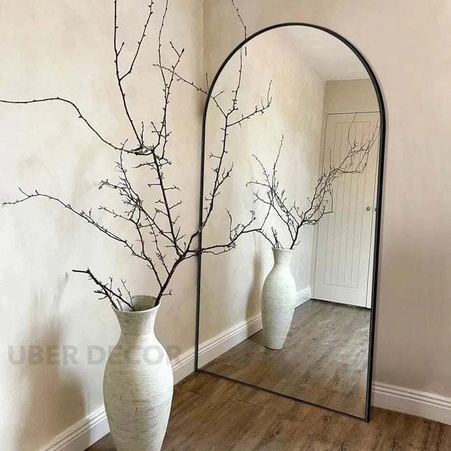 Grand Archway Wide Metal Frame Full Length Bedroom Mirror- Extra Large Arched Mirror
