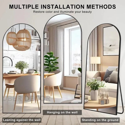 Grand Archway Wide Metal Frame Full Length Bedroom Mirror- Extra Large Arched Mirror