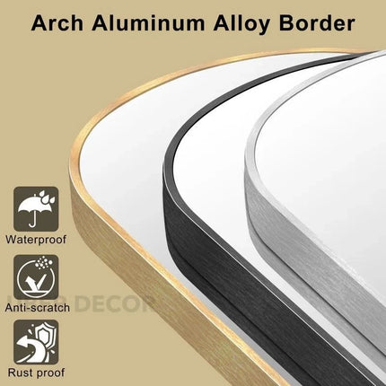 Grand Archway Wide Metal Frame Full Length Bedroom Mirror- Extra Large Arched Mirror