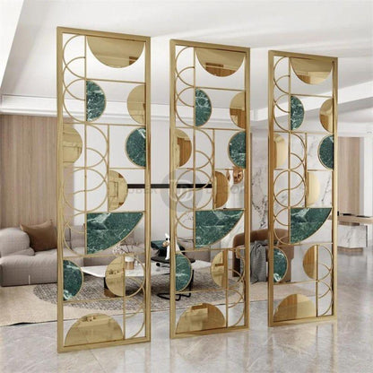 Gold Accent Metal Room Divider Screen Room Partition - Custom Metal Partitions in Stainless Steel