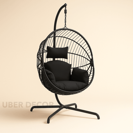 DriftShell Cocoon Swing Chair – Mid-Century Nature Circular Hanging Chair for Lawn, Patio & Terrace | Uber Decor