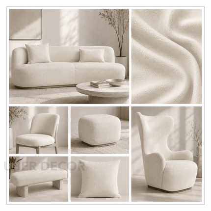 KLASSY- Leatherette Faux Leather Upholstery Fabric- Cream White