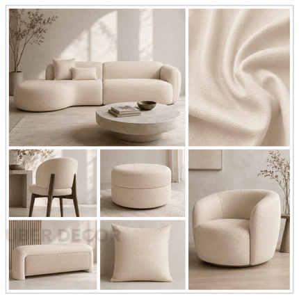 KLASSY- Leatherette Faux Leather Upholstery Fabric- Cream Beige