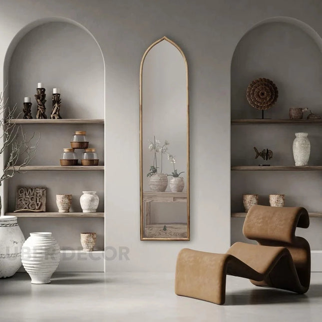 Moroccan Elegance Full Length Wall Bedroom Mirror- Vintage Arched Shaped Long Mirror for Dressing