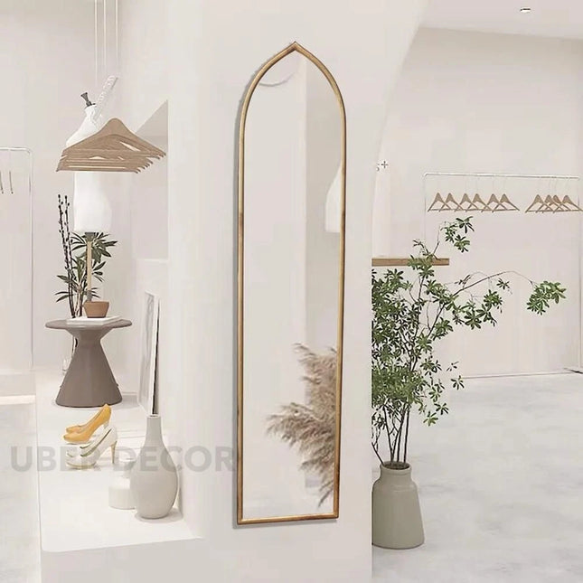 Moroccan Elegance Full Length Wall Bedroom Mirror- Vintage Arched Shaped Long Mirror for Dressing