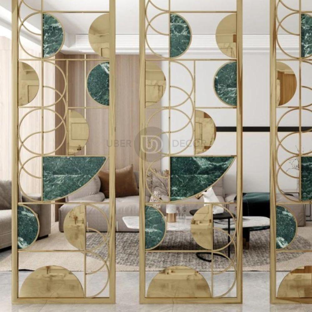 Gold Accent Metal Room Divider Screen Room Partition - Custom Metal Partitions in Stainless Steel