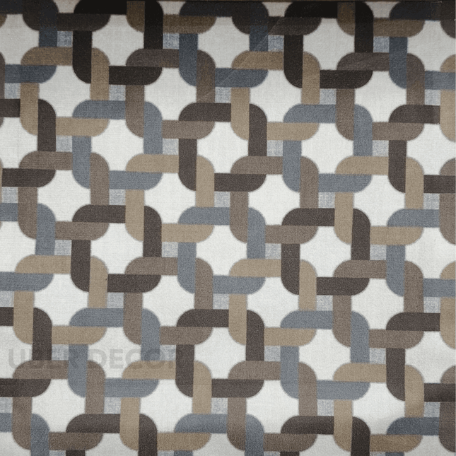Teksun - Interwoven Block Design Textured Suede Upholstery Fabric - Interlock Geometric Weave