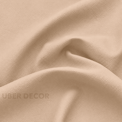 KLASSY- Leatherette Faux Leather Upholstery Fabric- Sandy Beige