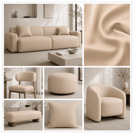 KLASSY- Leatherette Faux Leather Upholstery Fabric- Sandy Beige