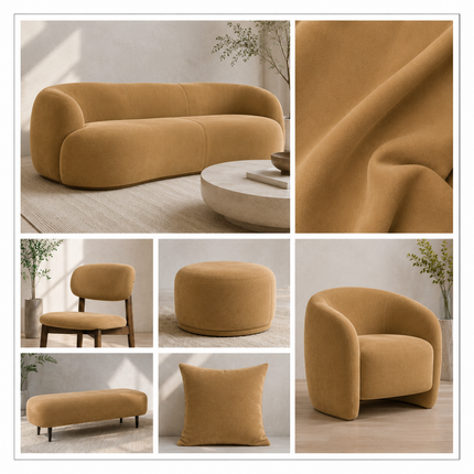 BELLA - Upholstery Fabric- Honey Brown