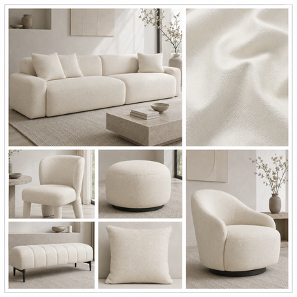 KLASSY- Leatherette Faux Leather Upholstery Fabric- Off-White