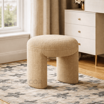 Trilo Form Vanity Stool Backless Makeup Accent Chair Modern Minimalist Sculptural Seating for Bedroom and Dressing Room Interiors