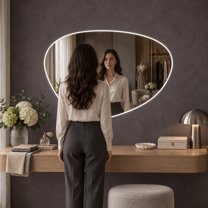 Noma Organic LED Mirror – Frameless Wall Hanging Mirror with Front or Back Lit for Vanity & Bathroom