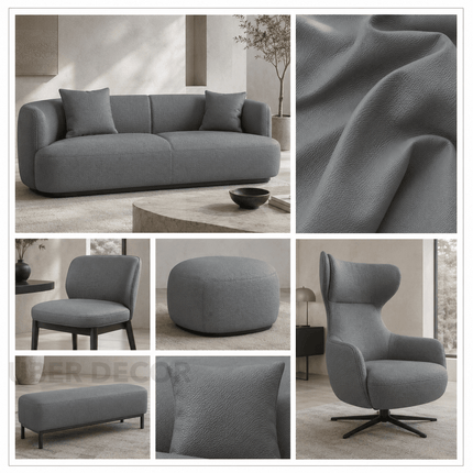 KLASSY- Leatherette Faux Leather Upholstery Fabric- Storm Gray