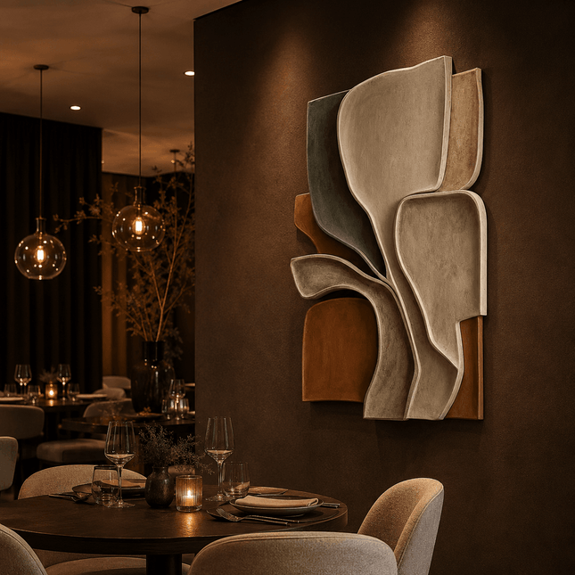 Sculpted Leaf Rhythm Japandi 3D Wall Art - product image 2