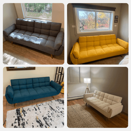 Tangier 75" Futon Sofa- Flared Arm Futon Convertible Sleeper Sofa Bed for Small Home or Office